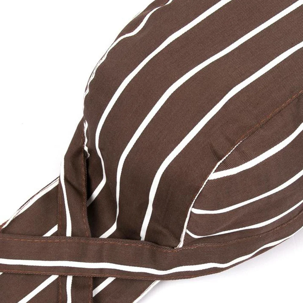 コーヒーブラウンストライプ海賊シェフハット防塵キッチンキャップウェイターレストランスタッフ調理作業キャップ制服