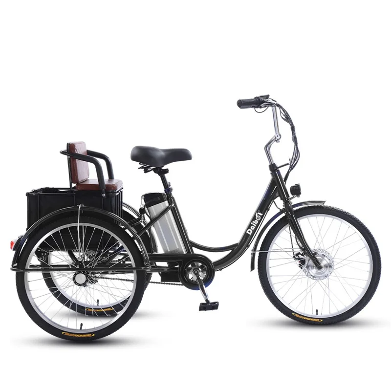 Parent Child Electric Tricycle For Elderly People Removable Battery 36V 3 Wheels Electric Bike For Adults With Passenger Seat