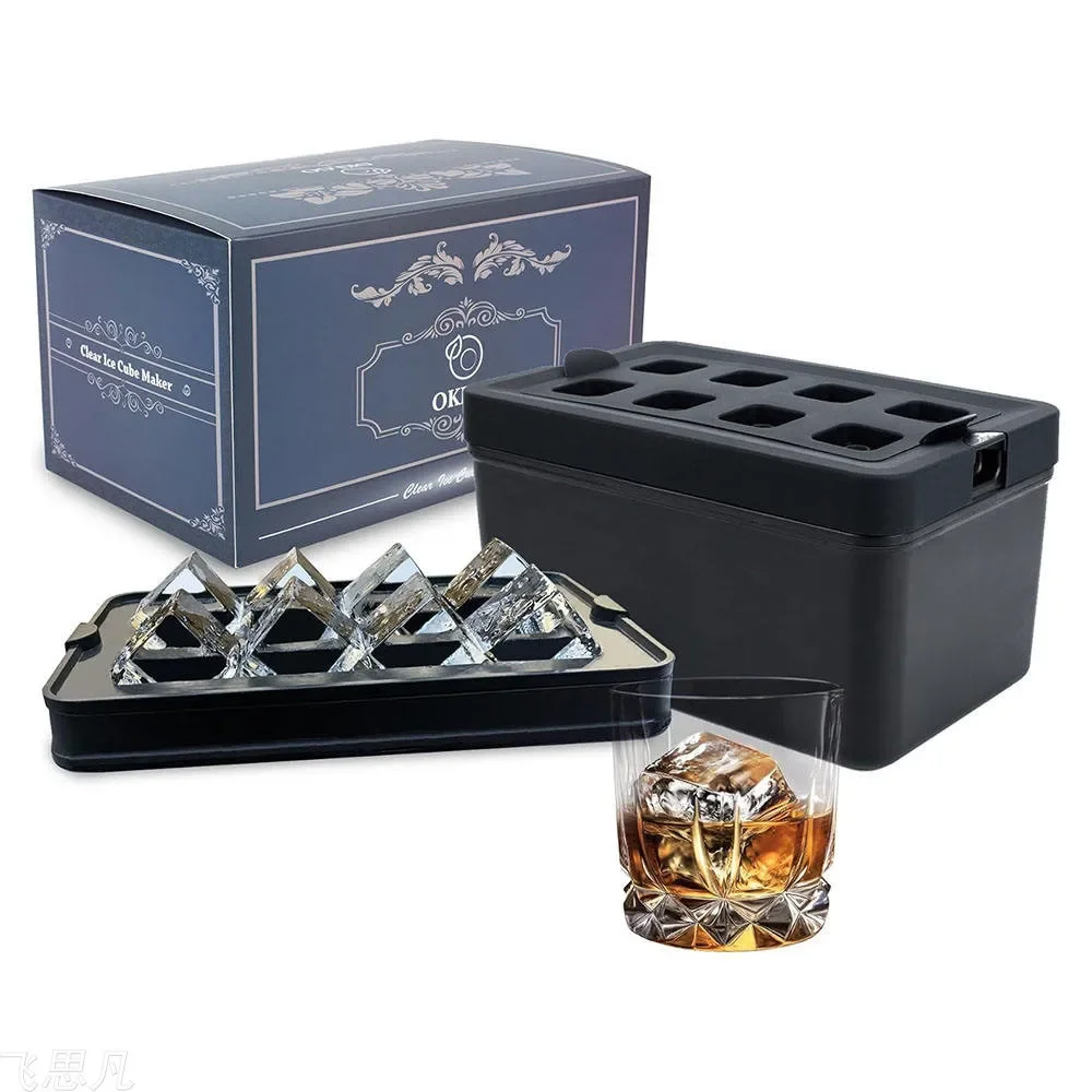 8pcs Ice Tray Cube Maker Ice Mold Silicone High Quality High Transparency for Whiskey Bar Home Business Kitchen Gadgets