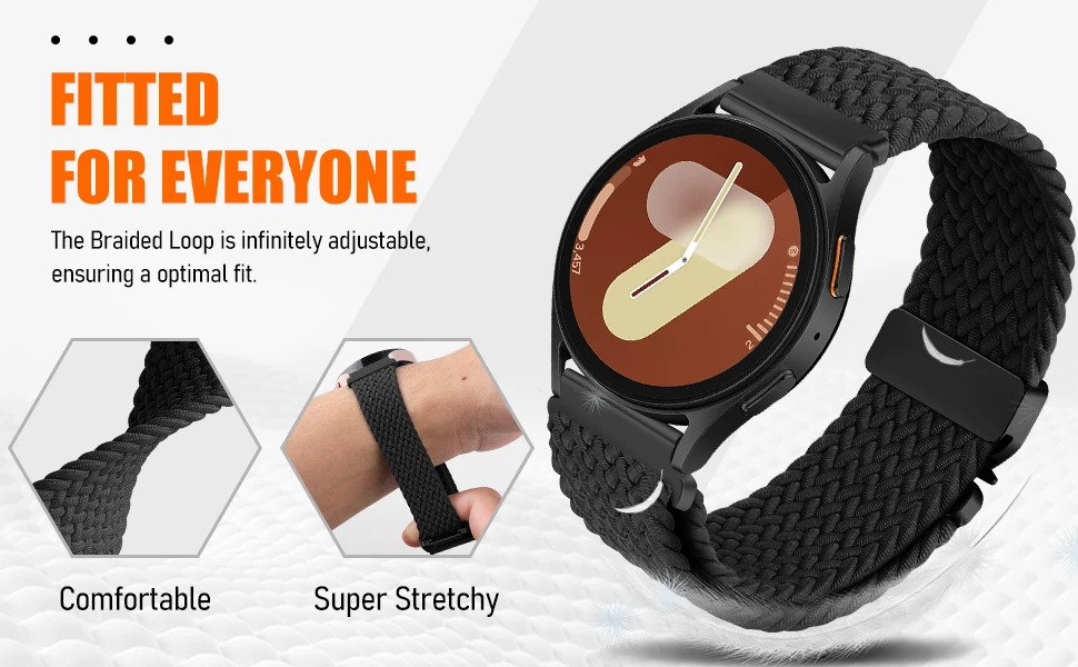 Geflochtenes Armband für Amazfit Bip, Bip Max/6/5/Balance 3/Active 2/GTS 4 Mini, Armband der Correa-Serie, Fallschirmmuster, 20 mm, 22 mm, Uhrenarmband. – Detail 5