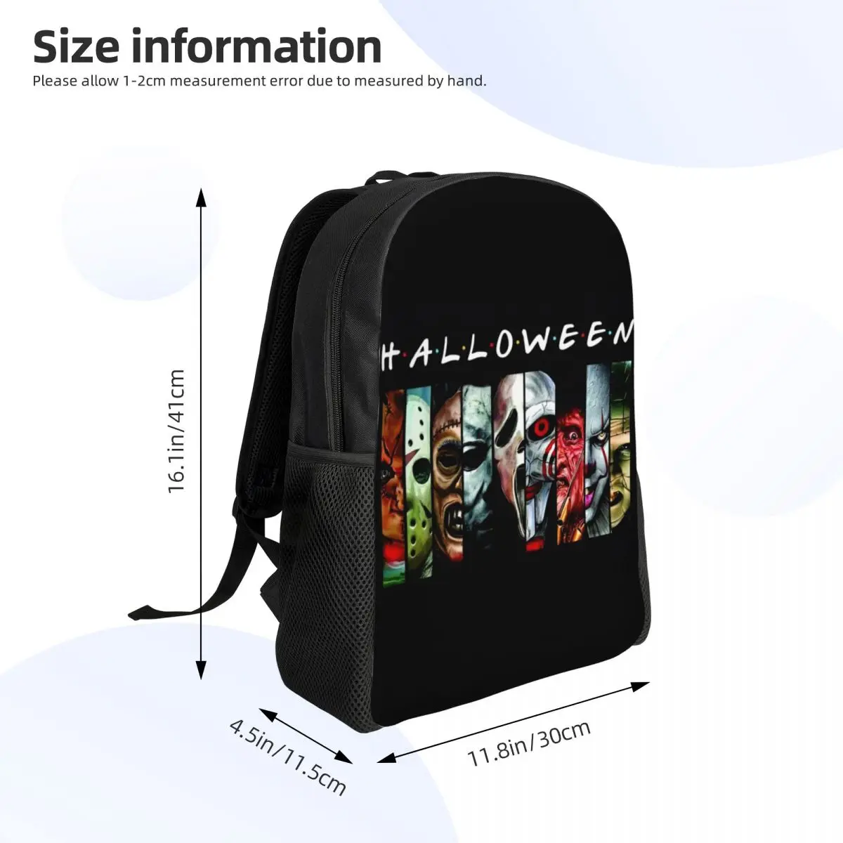 Halloween Horrorfilm Charakter Rucksäcke für Jungen Mädchen College School Reisetaschen Männer Frauen Bücher tasche passt 15 Zoll Laptop