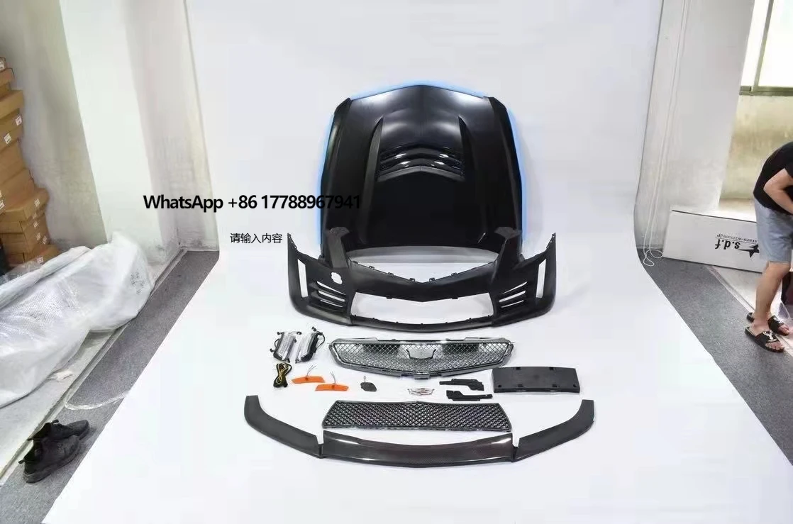 

ATSV V3 Style Body Kit Include Front Bumper Front Lip Bonnet Hood Fender for Cadillac ATS 2014-2020
