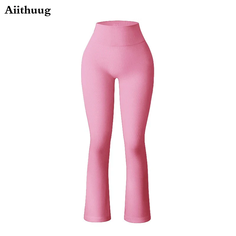 

Aiithuug Flare Leggings High Waist Tight Yoga Pants Women's Bell-bottoms Scrunch Butt Lifting Sport Breathable Fitness Leggings