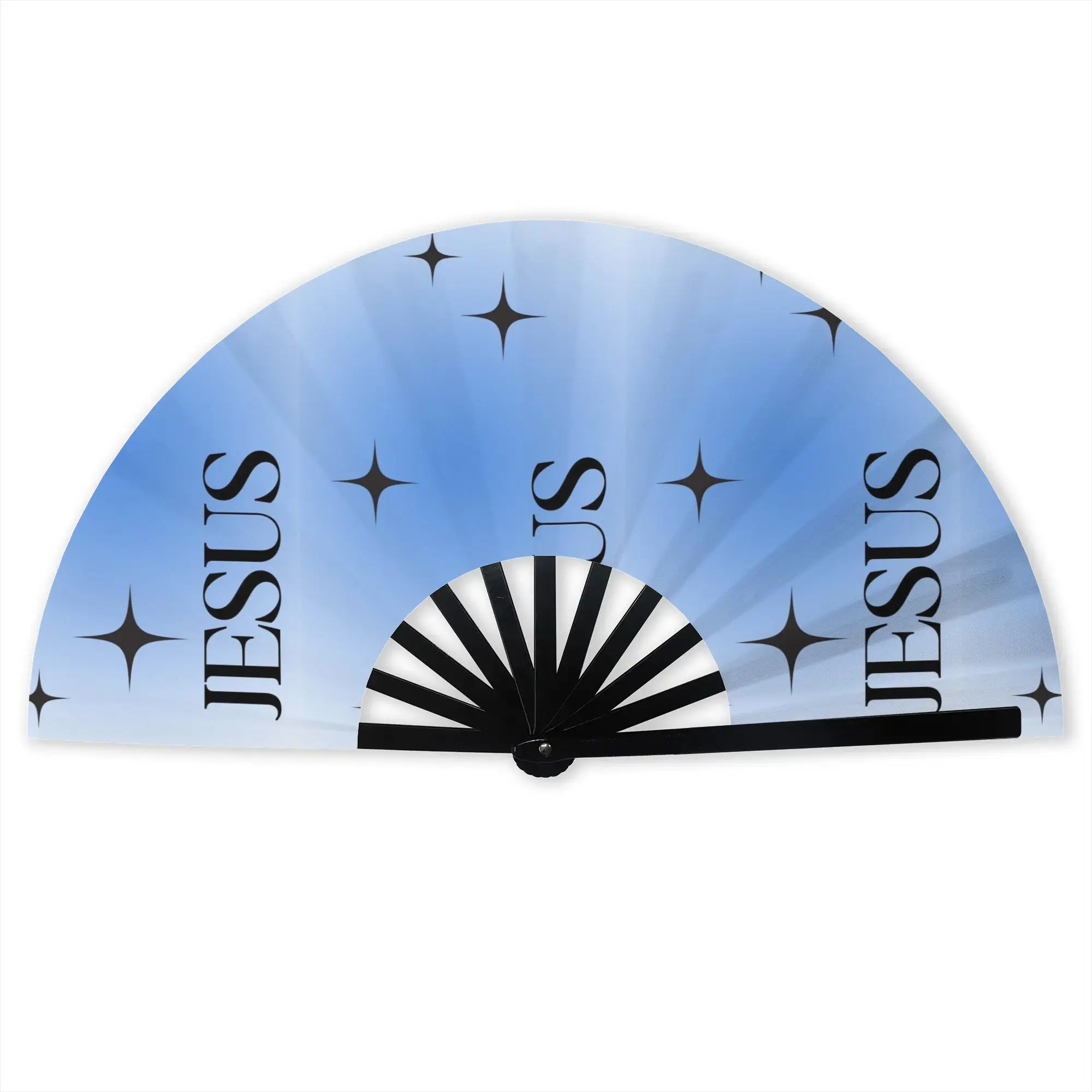 Custom Jesus Promotional Gift Hand Fan Wedding  Durable Folding Fans Novelty Bulk Pack Fan