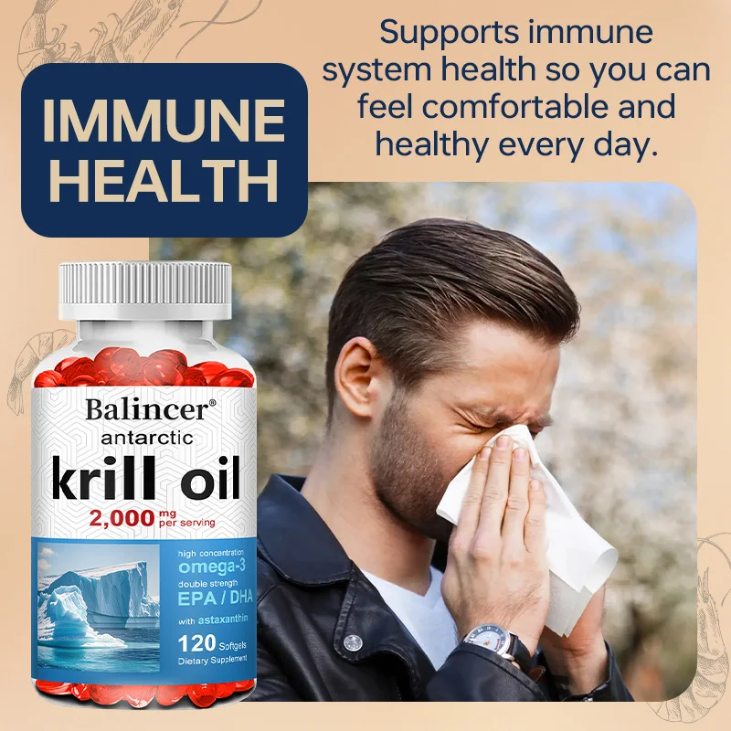 زيت كريل أنتاركتيكا 2000 ملغ مكمل، 3X قوة مصدر طبيعي لـ Omega-3s، EPA 240mg + DHA 160mg + Astaxanthin 800mcg #4