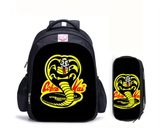 16 Inch Cobra Kai Backpack Children School Bags Boys Girls Daily Travel Backpacks Cartoon Mochila