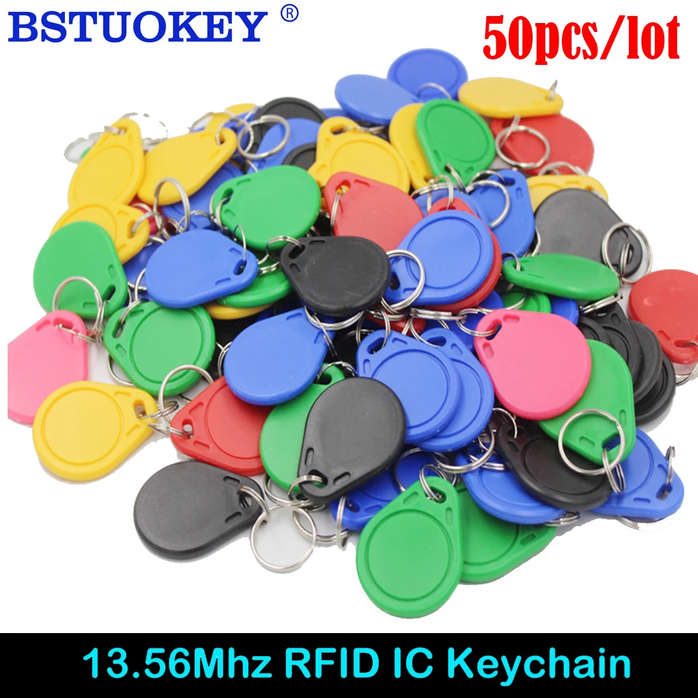 50pcs Waterproof 13.56MHz IC Keyfob Tag RFID Access Control IC Key Finder Card Token Attendance Management Keychain