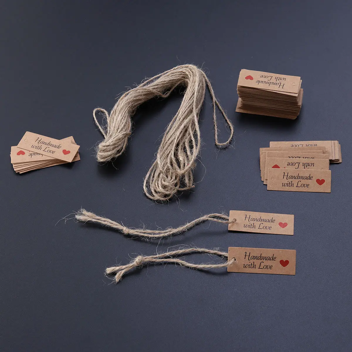 100Pcs Kraft Paper Tags Rectangle 5.1x1.9cm Reusable Gift Favors Hanging Labels Baking Food Packaging Tags Strings for Crafts