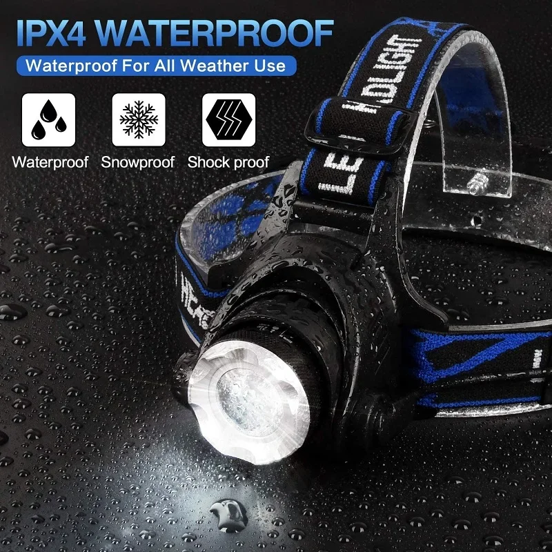 Most Powerful LED Headlamp Rechargeable Headlight Waterproof Zoomable Head Lamp Super Bright Head Light 18650