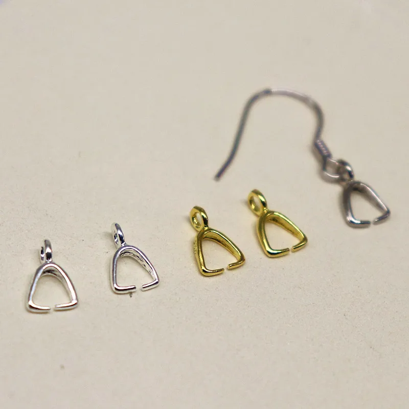 1 Piece Solid 925 Sterling Silver Small Pinch Clip Bail Pendants Clasp Connector DIY Components Jewelry Findings Original Making