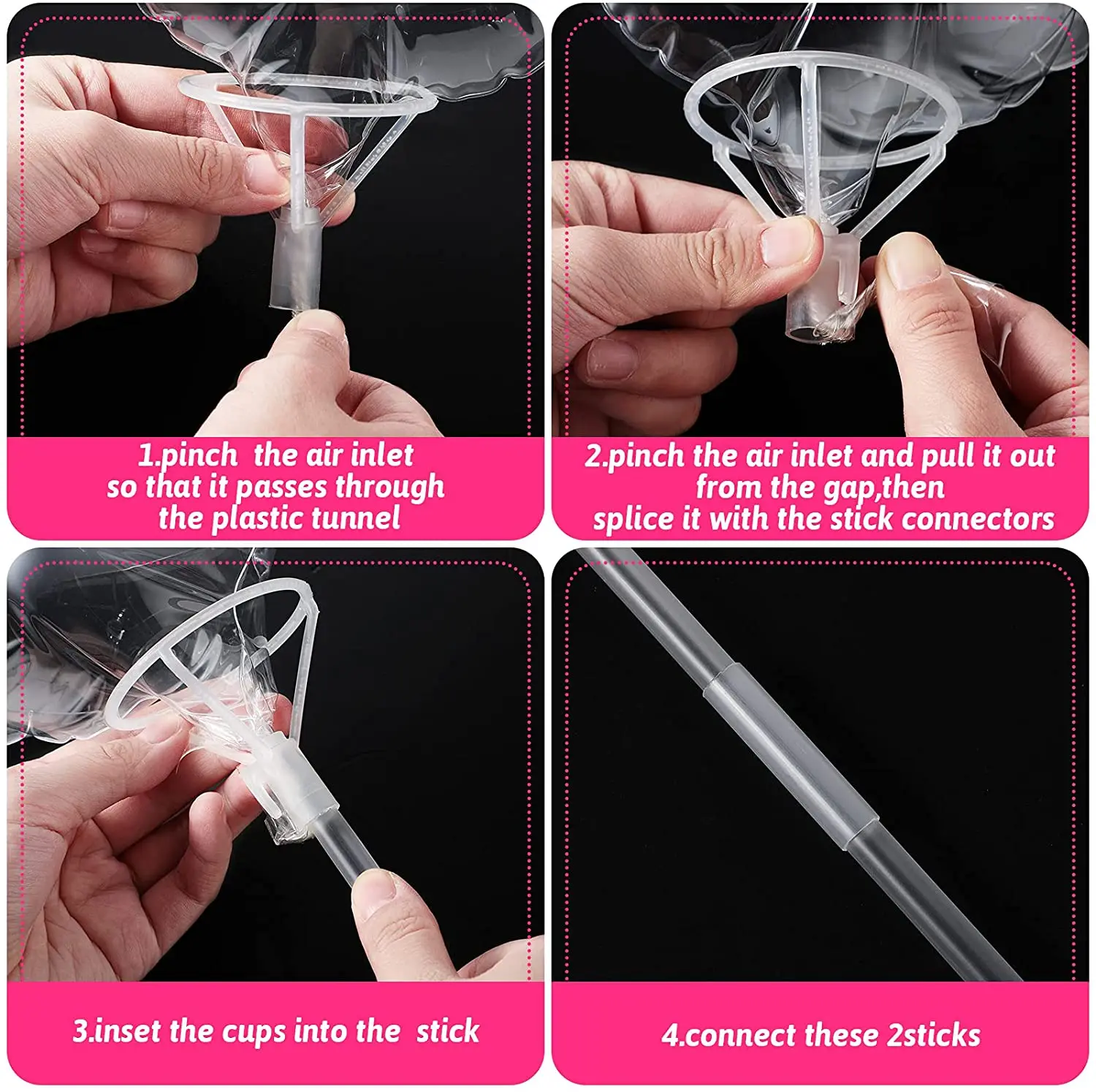 5set 16inch/27inch Bobo Balloon Sticks with Cups Transparent Balloon Sticks Long Clear Balloon Holder for LED Bubble Balloons