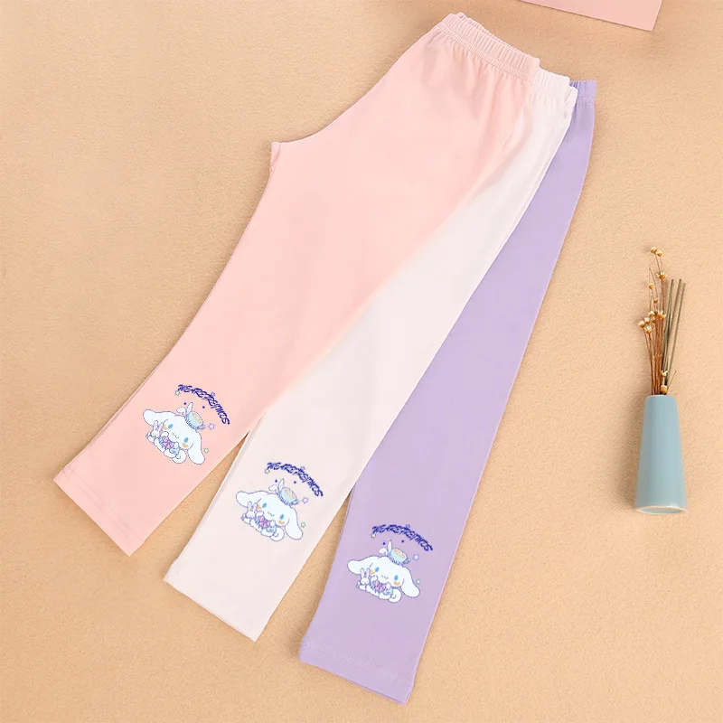 

Весенние леггинсы Kuromi для девочек, хлопковые брюки, детские брюки, брюки для девочек, узкие детские леггинсы с мультяшным рисунком, брюки