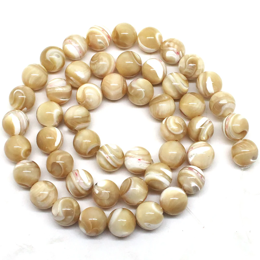 Natural Trochus Shell Stone Beads Round Loose Spacer Beads For Jewelry Making DIY Bracelet Necklace 15\'\' Pick Size 4/6/8/10mm