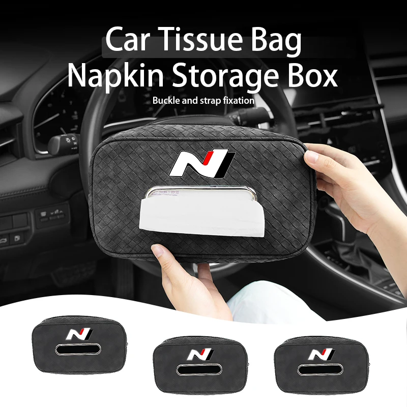 Car Seat Back Hanging Tissue Box Paper Drawer Storage Organizer For Hyundai N Line Tuscon NX4 I20 I30 I10 Sonata Elantra view 3