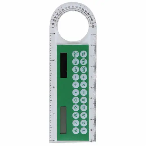 1 nova mini calculadora solar multi-função lupa 10cm régua ultra-fina calculadora material de escritório escolar 5 cores