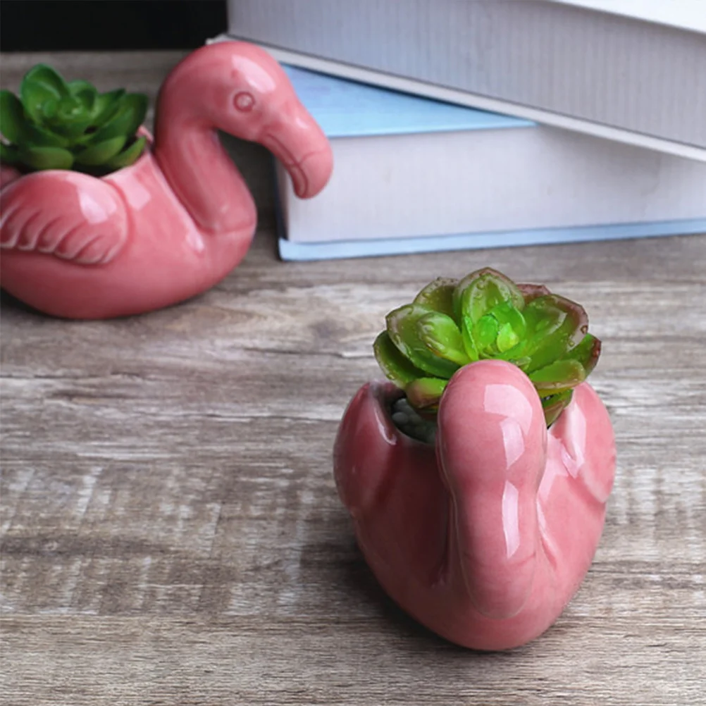 

Flamingo Shape Ceramic Succulent Plant Pot Mini Flamingo Flower Pot Container Desktop Decor Home Office Watermelon Red
