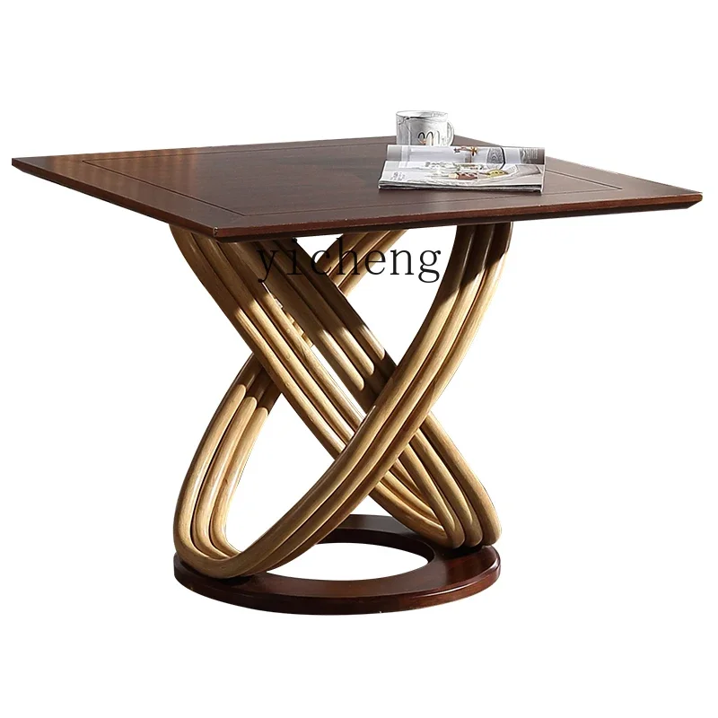 CZ-18 Imported Agate Rattan Solid Wood Teak Square Dining Table Real Rattan Solid Wood Desk Conference Table