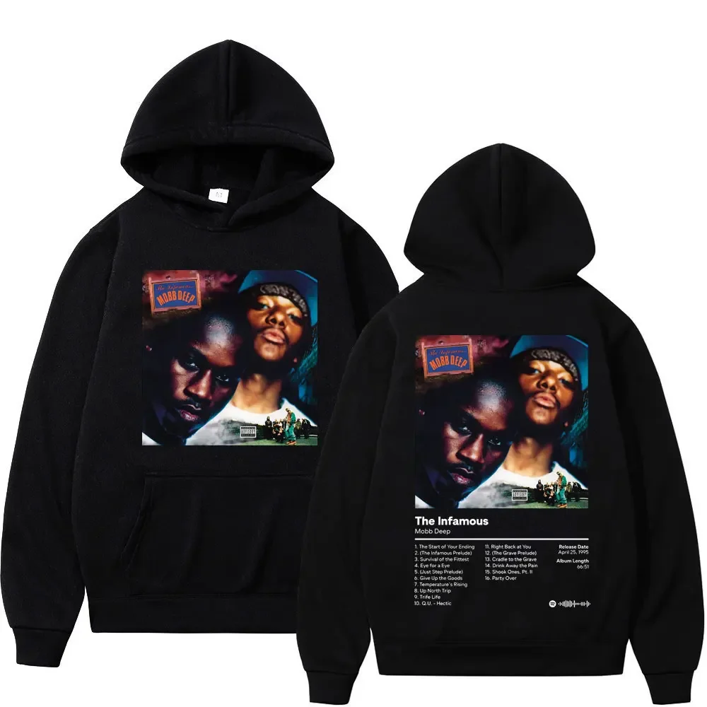 

Rapper Mobb Deep Album The Infamous Poster Printed Hoodie Men Fashion Hip Hop Vintage Sweatshirts High Quality Fleece Pullovers