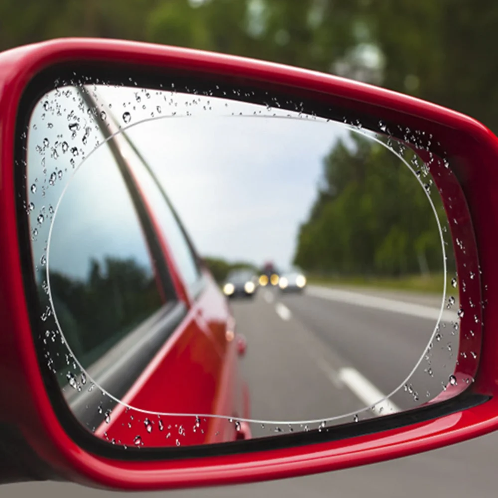 

2pcs PVC Anti-fog Mirror Protector Sticker Waterproof Rainproof Clear Vision Protective Film for Vehicle Rearview Mirror