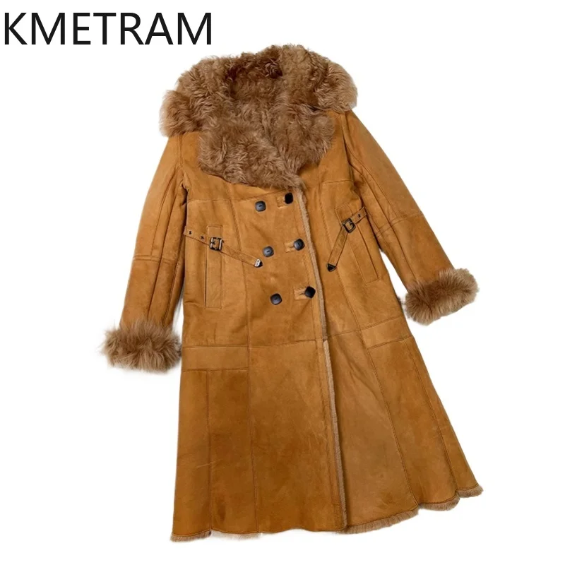 

Двусторонняя меховая куртка из натуральной овчины, женская длинная шуба из натурального меха, зимние кожаные куртки, женская одежда 2025 шуба женская