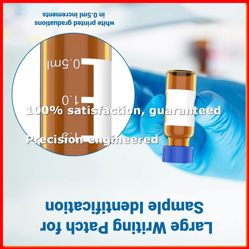 2PackX(2ML Autosampler Vials Pack Of 100 - HPLC Vials 9-425 Amber Vials with Blue Screw Caps,Red White Septa)