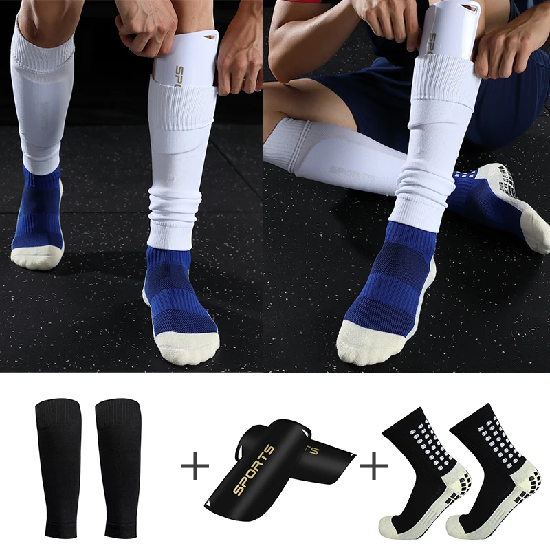 1 set of high elastic football leggings adult youth sports leggings outdoor protective equipment non-slip soccer socks