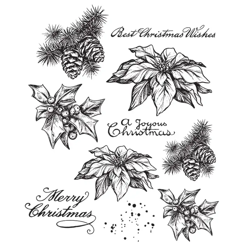 Christmas Spirit Schematic Botanical Doodles Stamps Stencil Dies for DIY Decorating Scrapbook Paper Card 2026 Festive Stamps view 4