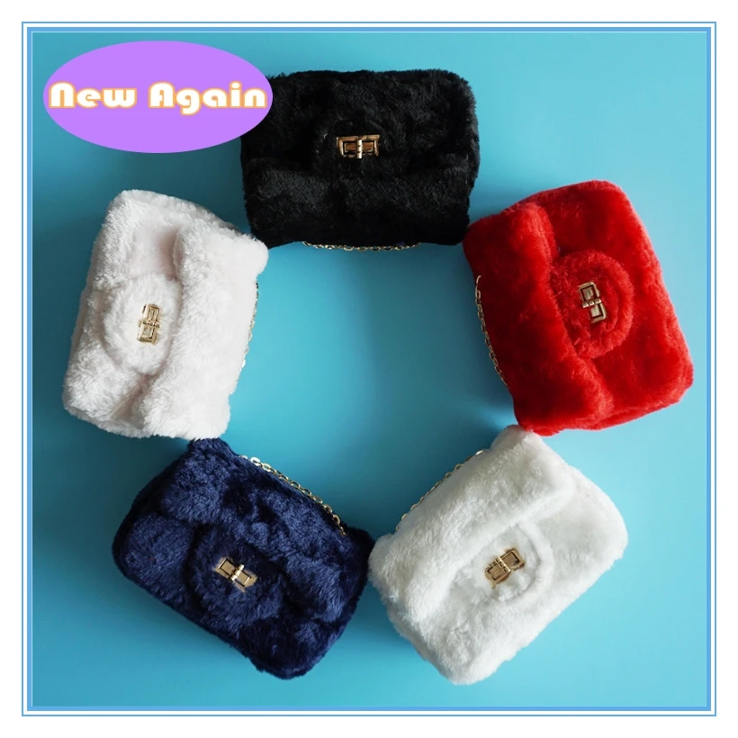 Special Customized style pouch Kids mini shoulder bags Girls downy messenger Bag Childrens Small fur purse 200pcs NAB021