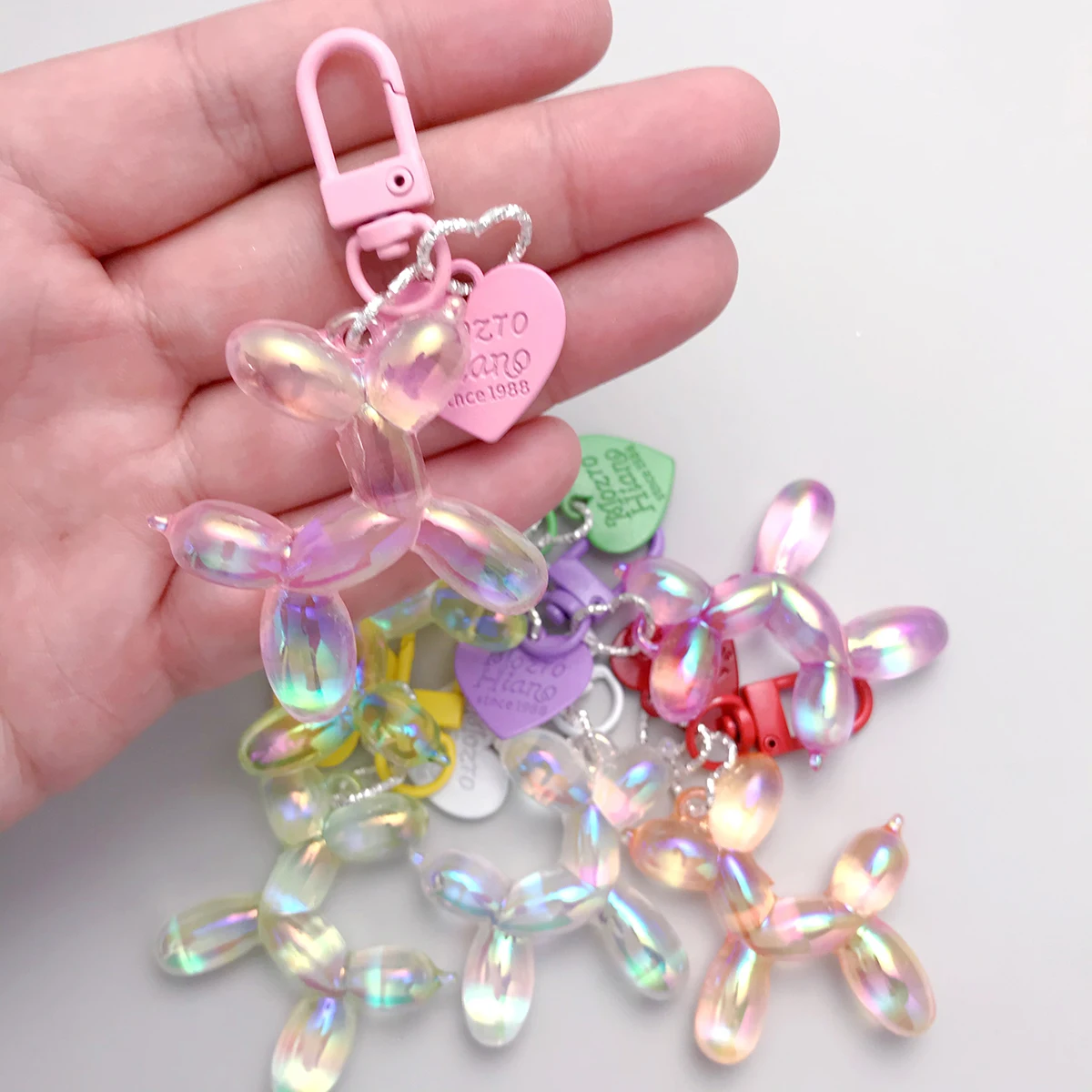 Candy Color Sweet Resin Balloon Dog Keychain For Women Girls Animal Shaped Phone Chain Key Buckle Accessories Bag Pendant N846