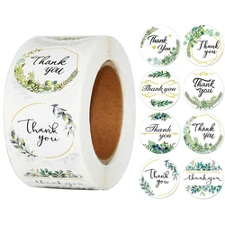 50-500pcs Green Leaves Thank You Stickers 1inch Sealing Label Sticker for Wedding DIY Gift Decoration Business Packing Stickers