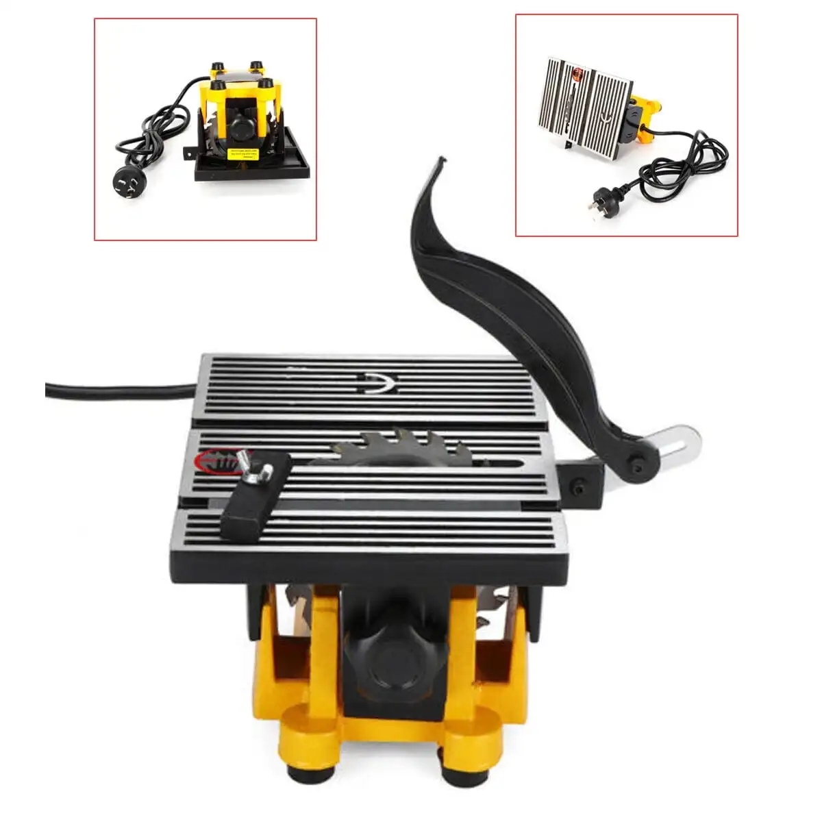 4 Inch Mini Electric Table Saw,90W Hobby Craft Saw Bench Top Cutting Miter Saw Metal Ceramic Glass Cutter with 3 Pieces Blades