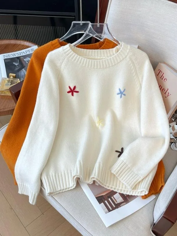 

Свободный крой круглый вязаный свитер, женский осенне-зимний новый удобный утягивающий свитер большого размера, повседневный топ для поездок на работу