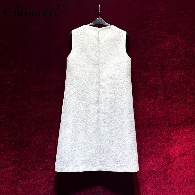 High-end Light Luxury Handmade Beaded Short Dress 2025 Summer Clothes New High-end Fashion Round Neck Sleeveless Dresses Women