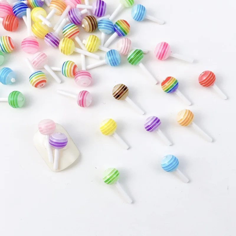 20pcs Candy Color Lollipop Nail Art Charms Cute Cartoon 3D Accessories for Nail Art Decorations DIY Crafts Jewelry Making