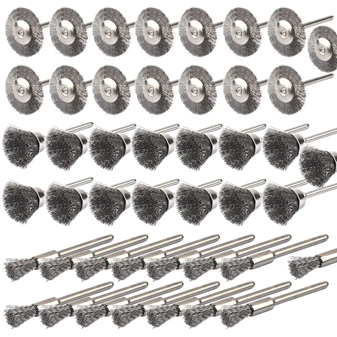 Steel Wire Wheels Brushes Conjunto para Ferramentas Rotativas Polimento Rotativo Mini Ferramentas Rotativas Dremel Remoção de Ferrugem de Metal Escovas 45 Pcs