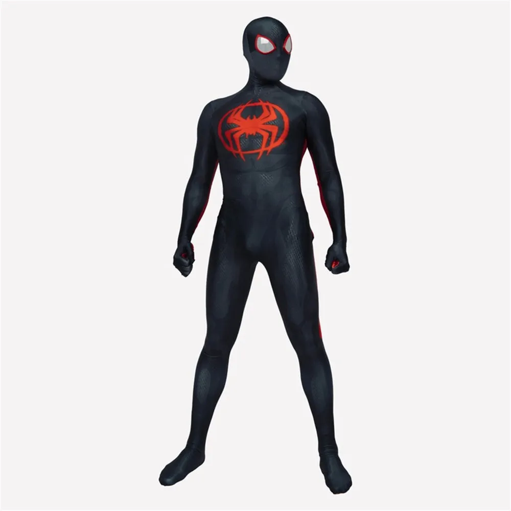 Halloween Miles Morales attraverso lo Spiderverse Costume Cosplay SpiderSuit Zentai body uomo adulti bambini tute da festa