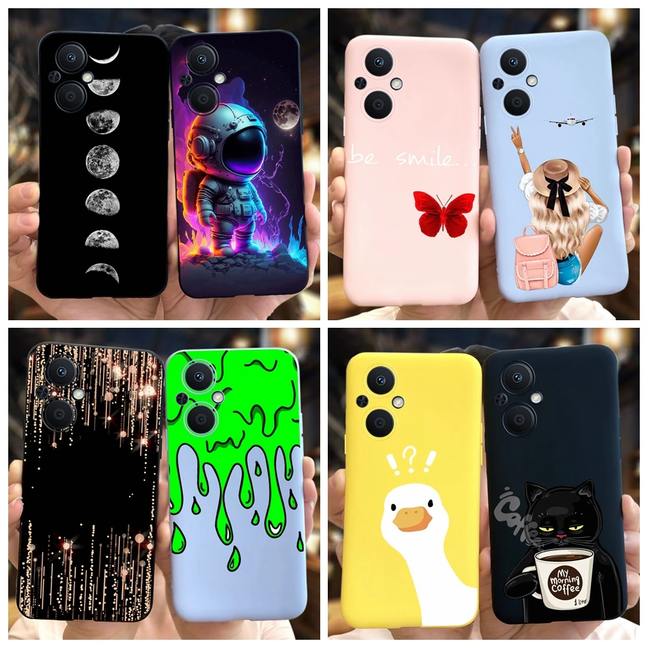 For OPPO Reno 7 Lite Case CPH2343 Cover Fashion Painted Cartoon Soft Silicone Fundas For OPPO Reno 8 Lite Reno 7Z Reno 8Z Bumper