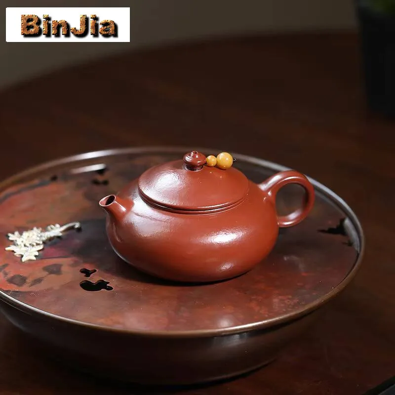 

110Ml Vintage Yixing Purple Clay Teapots Famous Artists Handmade Pot Raw Ore Zhu Mud Kettle Zisha Tea Set Ornaments Collection