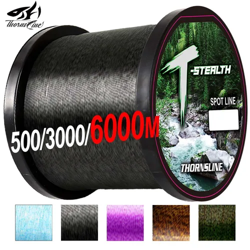 pesca pesca accesorios accesorios de pesca hilo trenzado pesca hilo peTHORNSLINE 6000M 3D Spoted hielo biónico recubierto de fluorocarbono línea de pesca monofilamento original japonés suministros de pesca en el océano