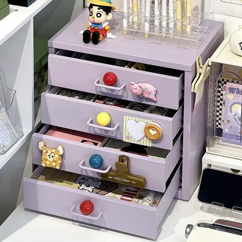 Wrought iron desktop storage box, drawer type, office documents, multi-layer shelves, iron storage cabinet on the table