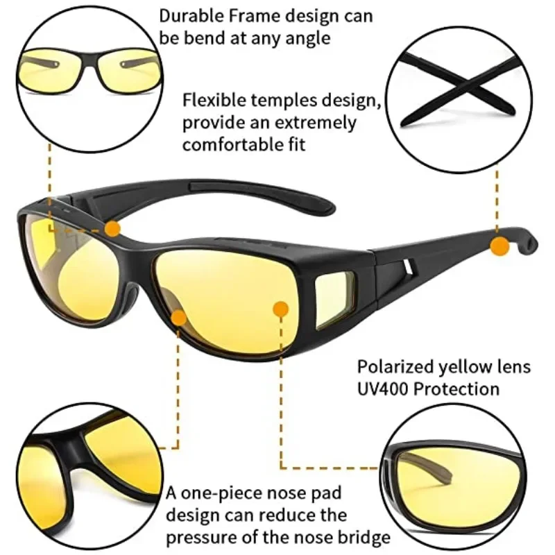 Universal Fashion Car Night Vision Driving Glasses Anti-Glare Motorcycle Bicycle Driver Goggles UV Protection Sunglasses Eyewear image 3