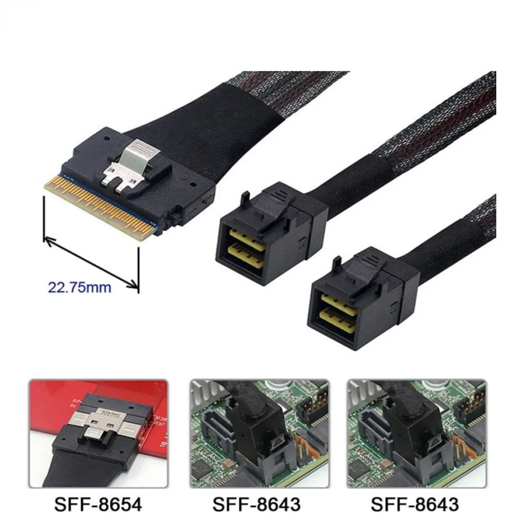 All Inclusive Anti Oblique Insertion SFF-8654 8i 74Pin PCI-E Ultraport Slimline 4.0 To 2X SFF-8643 4i HD Cable