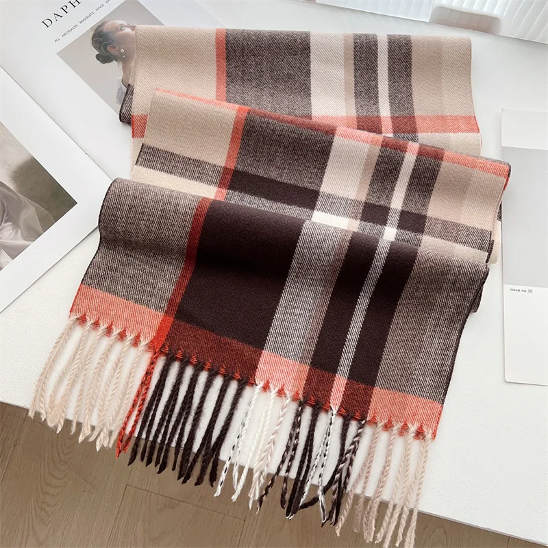 Striped Color Block Designer Winter Scarf Women Cashmere Shawl Travel Blanket Fashion Wrap Outdoor Warm Poncho Stole