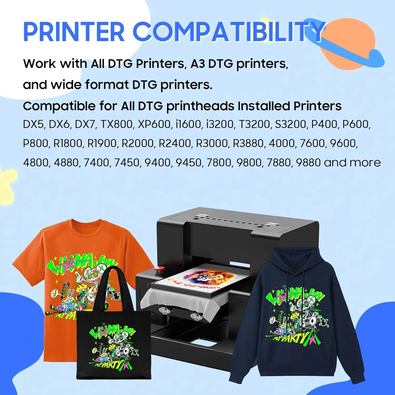 500ml DTG Ink Textile Garment Ink For DX5 DX6 DX7 TX800 I3200 For Epson L1800 1390 R1900 R3000 9600 4800 F2000 F2100 Printer