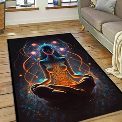 3D 요가 선 자연화 명상 레인보우 7 차크라 지역 러그, 거실 침실 소파 도어매트 장식 카펫, 미끄럼 방지 바닥 매트 