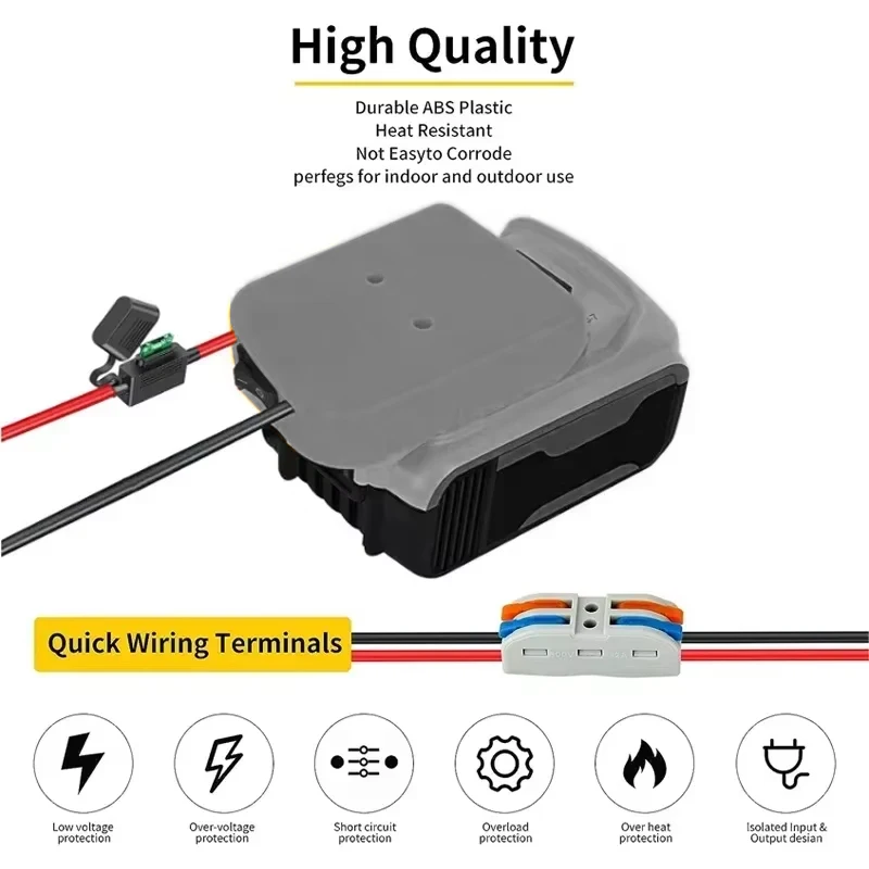 Power Wheels Adapter for Dewalt 18V/20V Lithium Battery DIY Battery Adapter with ON/OFF Switch & 30Amp Fuse for DIY Rc Car Toys