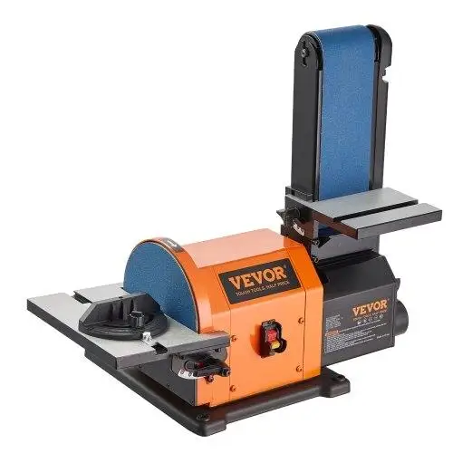 6 Disc & 4 x 36 Belt Sander with 5A Motor, Professional Cast Aluminum Worktable for Wood/Metalworking