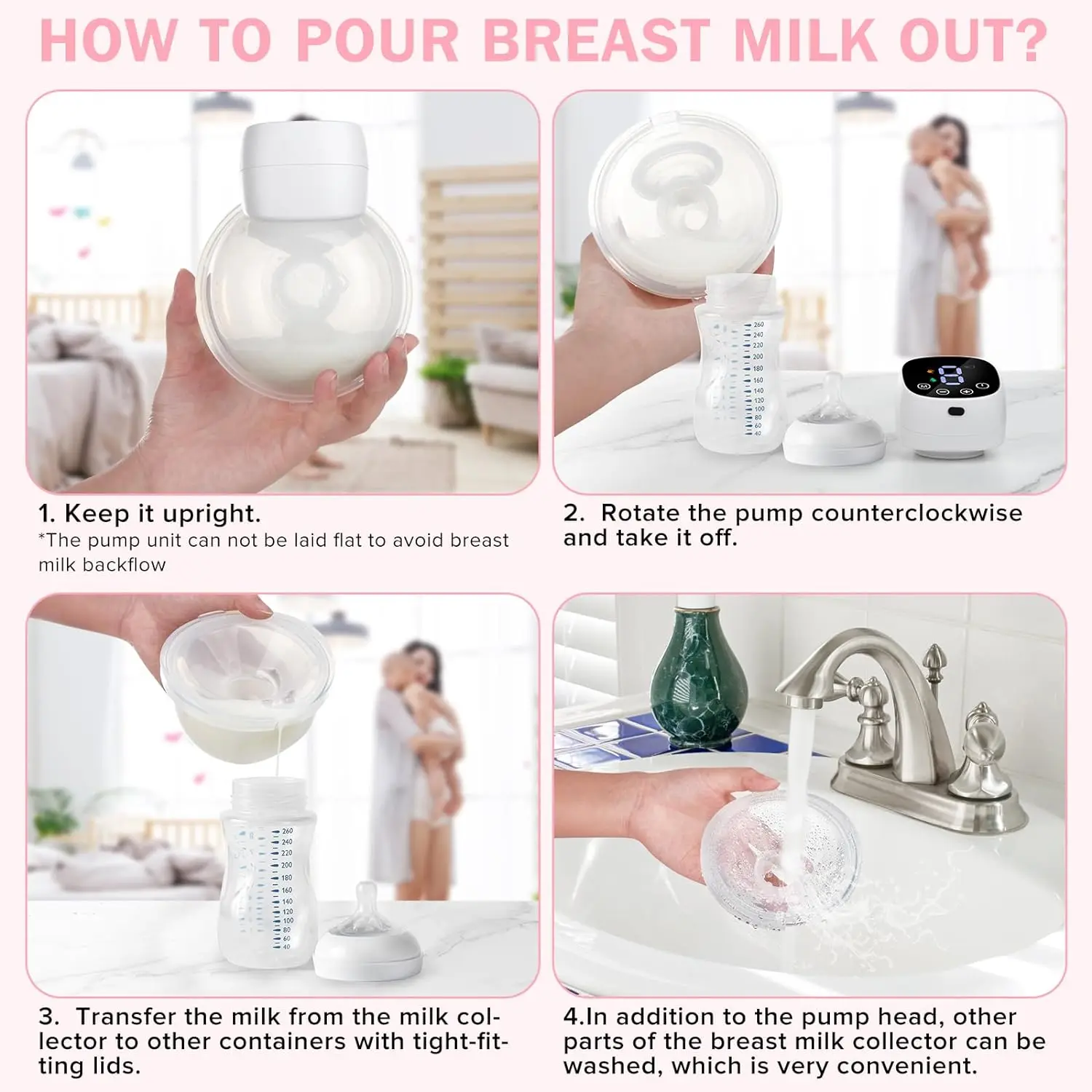 Electric Breast Pump Machine Handsfree BPA Free 3 Mode&9 Gear Adjustable Powerful Suction Breastmilk Collector For Breastfeeding