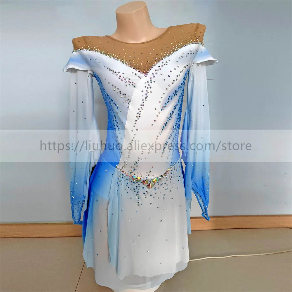 LIUHUO Women Aldult Teen Girl Customize Gradient Costume Performance Competition Leotard Ice Figure Skating Dress Dance Roller