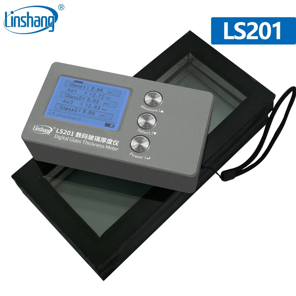 Linshang digital glass thickness meter LS200 laser gauge for double glazed insulated laminated tempered hollow IG glass LS201